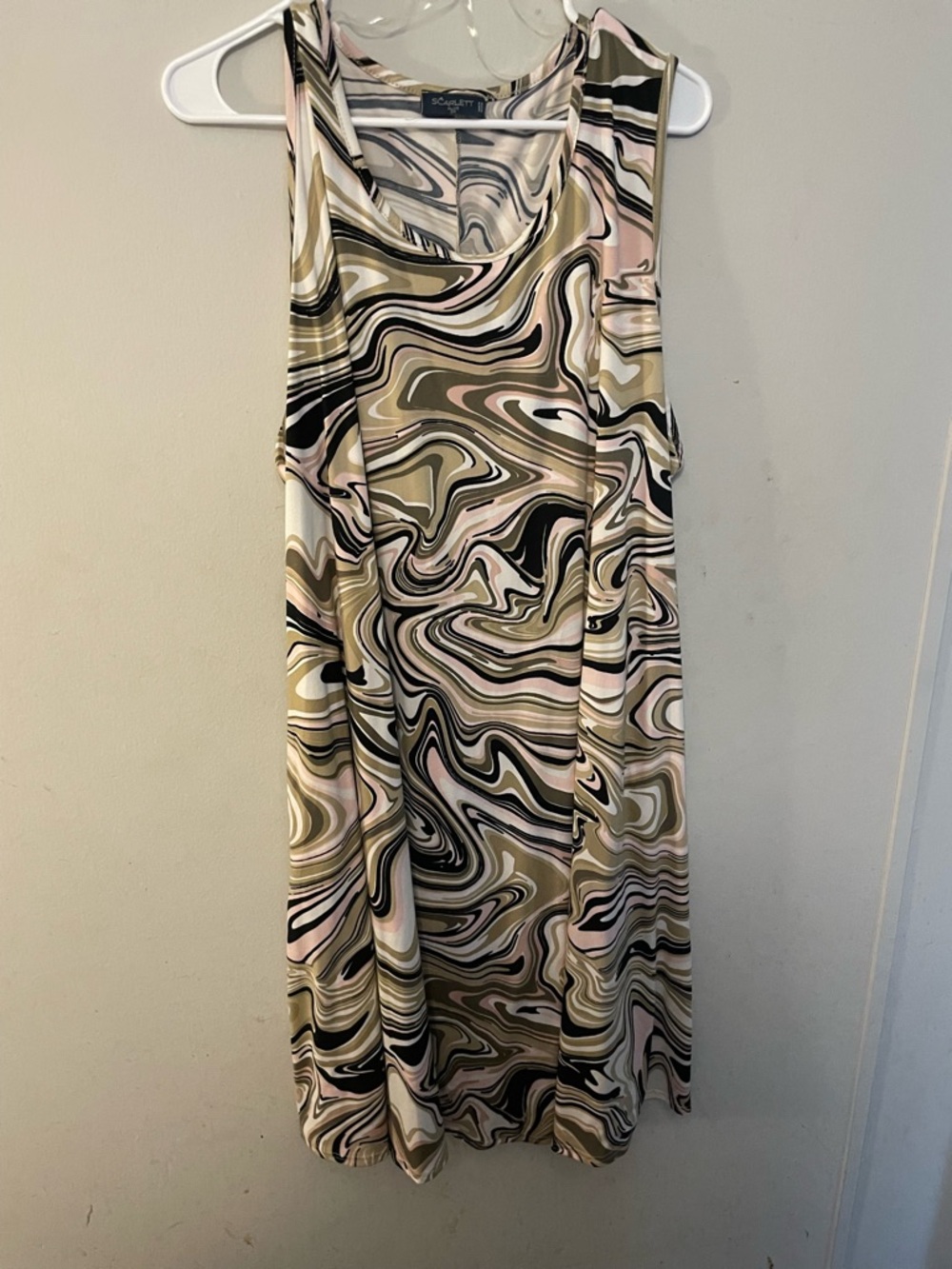 Scarlett Swirl-Print Maxi Dress in Beige, Black & Pale Pink